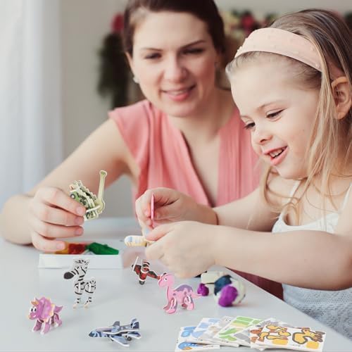 CCINEE 25 Pcs Educational 3D Cartoon Puzzles for Kids,3D Animal Learning Educational Paper Puzzle Game for DIY Crafts Gifts - Image 6