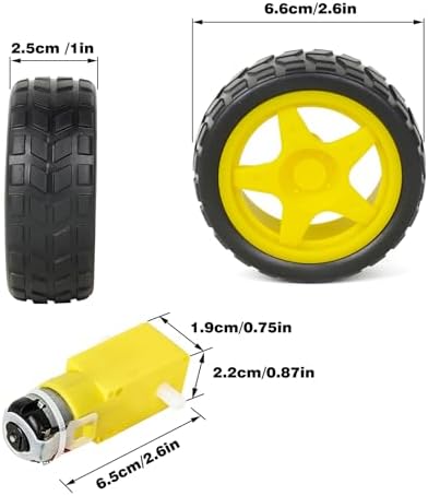 4 Sets TT Motor with Leads, DC 3-6V Gearbox Motor Dual Shaft 200RPM Ratio 1:48 Motor with Tire Wheel Kit for Arduino DIY Smart Car Robot - Image 4