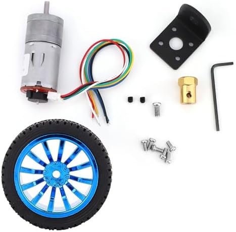 DIY Encoder Gear Motor with Mounting Bracket 65mm Wheel Kit, JGA25-371 Metal Gears DC12V for Smart Car Robot Printer Machinery Equipment (Speed ​​500) by Hapivida