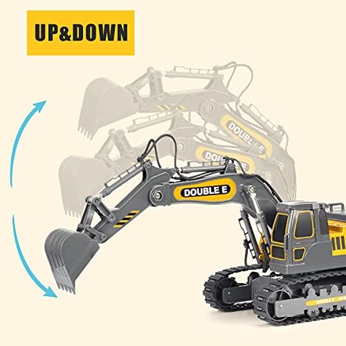 DOUBLE E Remote Control Excavator Toy Construction Toys Tractor Rechargeable Battery RC Vehicles Electric Truck Sandbox Digger Toys for Boys Girls Kids, Gray - Image 3