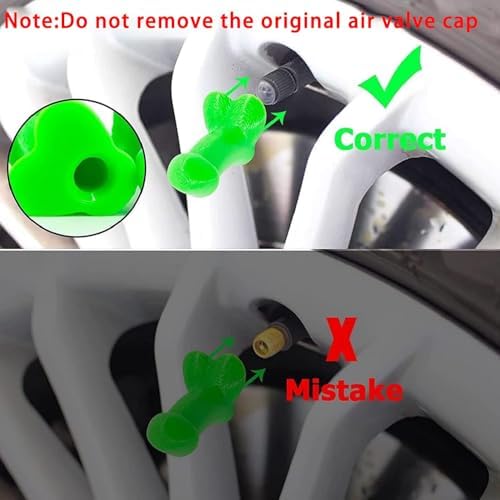 4 PCS Prank Tire Valve Stem Caps, Black Prank Valve Stem Caps Cover Green - Image 3