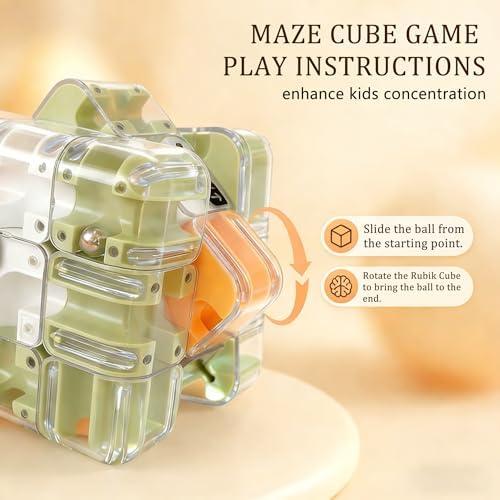 2 Pack 3D Rolling Ball Maze Cube Puzzle,Maze Cube for Kids Labyrinth 3D Puzzle Maze Cube Ball Twist Roll Brain Teaser Toys,Cultivate Logical Thinking for Logical Thinking for Family Game Birthday Gift - Image 4