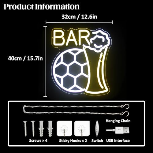 Soccer Beer LED Neon Sign for Man Cave Decor Bar Light Sports Fans Gifts - Image 2