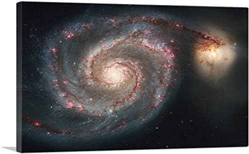 ARTCANVAS Hubble Telescope Spiral Whirlpool Galaxy Canvas Art Print Stretched Framed Painting Picture Poster Giclee Wall Decor - 40" x 26" (0.75" Deep) by ARTCANVAS