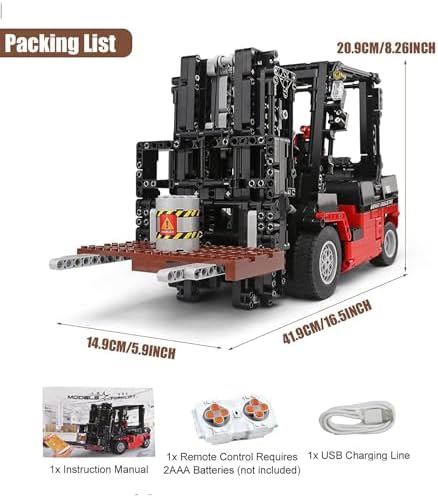 Mould King 13106 Forklift Truck Building Block Kit, MOC Remote Control Heavy-Duty Shelf Lifted Truck Model Toy, Gift Toys for Kids Age 8+/ Adult (1,719 Pieces) - Image 4
