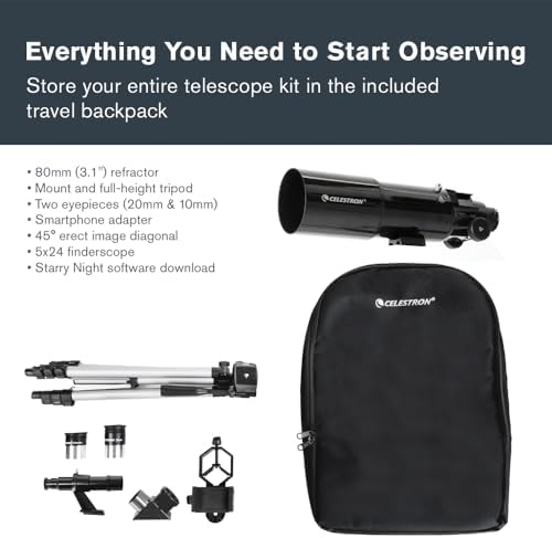 Celestron Travel Scope 80mm Telescope Kit with Backpack, Smartphone Adapter - Image 3