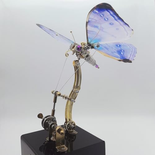 3D Metal Puzzle Mechanical Butterfly Insect Bug Model with Music Box, Steampunk Home Office Desk Decor, Collectible DIY Hand Craft Kit for Adults - 300+PCS Purple - Image 4