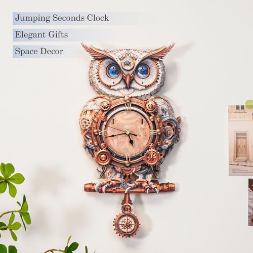 KAAYEE 3D Puzzles for Adults Mechanical Owl Clock DIY Wooden Puzzle Craft - Image 5