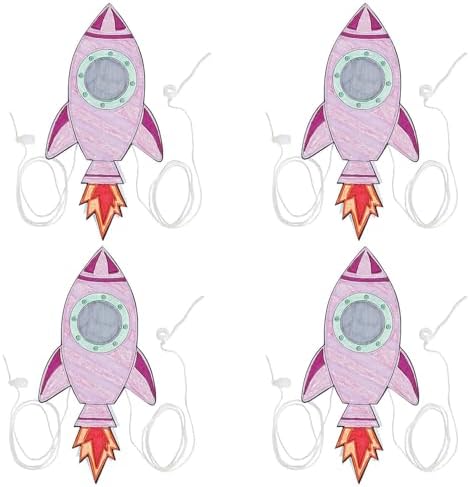 Fun Express STEAM Color Your Own Rocket Pulley Craft Kit - Makes 48 by FunExpress