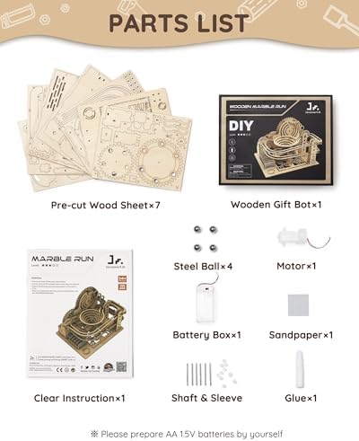 SainSmart Jr. 3D Wooden Puzzles for Adults, Marble Run Wood to Build, Mechanical Model Building Kit, DIY Gift for Aged 14+, Roller Coaster - Image 5