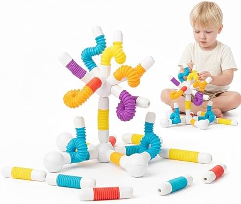 Magnetic Building Sticks for Toddlers 1-3, Flexible STEM Construction Toy by ROHSCE