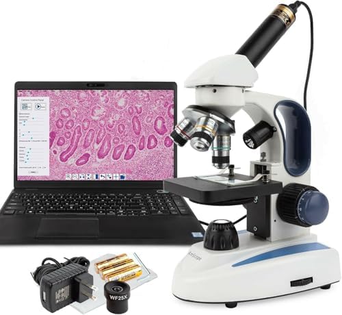AmScope M158C-2L-E2 Compound Monocular Microscope, 2MP Camera by AmScope
