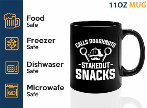 Detective Coffee Mug 11oz Black Stakeout Snacks Quote Police Officer Gift - Image 4