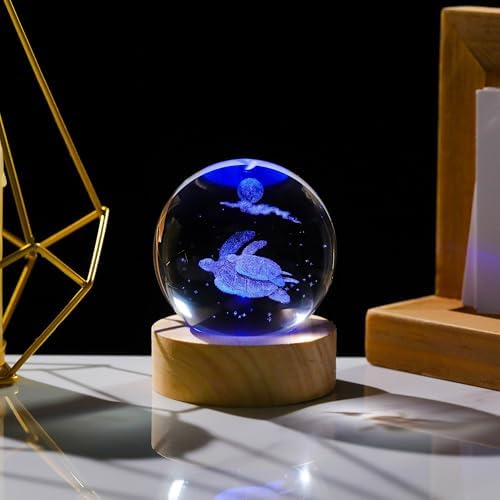 3D Sea Turtle Gifts for Women Crystals Ball 60mm - Sea Turtle Figurines Decor Glass Animals Figurine Turtle Decor Stuff for Anniversary Birthday for Best Friend Turtle Lovers Keepsake Paperweight - Image 4