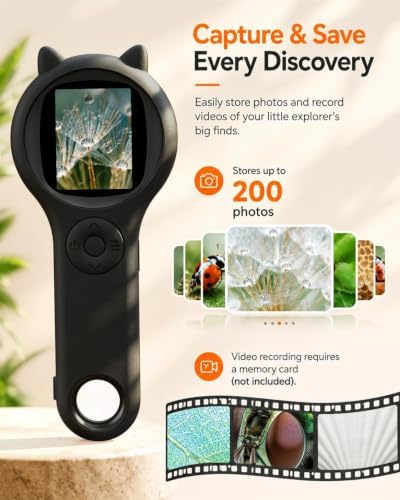 Digital Microscope for Kids School Projects, 500X Portable Microscope with 2" IPS Screen, STEM Science Tool for Kids Age 6-12 (Black) - Image 5
