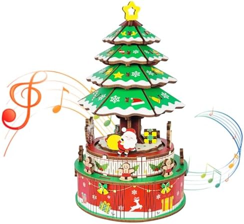 3D Puzzles for Adults Christmas Tree DIY Rotating Music Box Kit Mechanical Model Boys and Girls Birthday Gifts（Christmas Tree ） by MievayFunBuildingblocksmusicbox