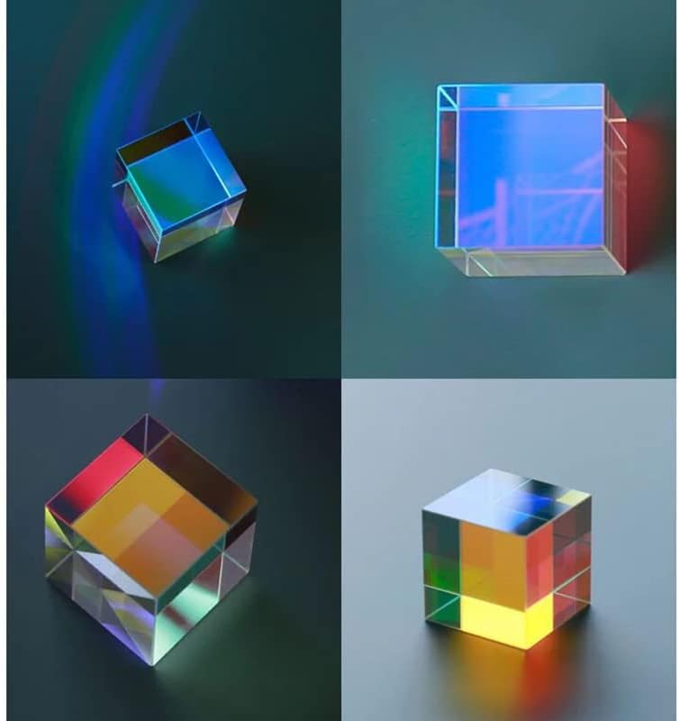 RGB X-Cube Prism, Dichroic Glass 6 Sides Bright Optical Glass Prism Cube Colorful Combiner Splitter Physics Light Spectrum Educational Model - Image 2
