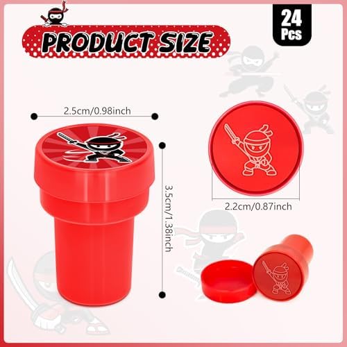 Cinrobiye 24 Pcs Ninja Stampers Party Favor Set, Cute Ninja Warrior Stamps for Kids Birthday Party, Classroom Rewards, Goody Bag Fillers, Martial Arts Themed Party Supplies - Image 2