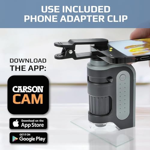 Carson MicroBrite Pro Kit with Pocket Microscope & Smartphone Adapter Clip - Image 2