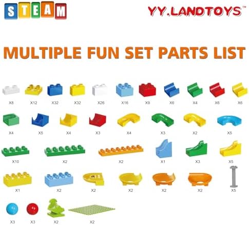 3in1 Marble Runs for Kids 4-8 Building Blocks/246Pcs Classic Big Blocks Toys Set Compatible with DUPLO LEGO Sets/Marble Maze Race Track/Montessori Learning STEM Toys for Kids Age 3,4,5,6,7,8+ - Image 5