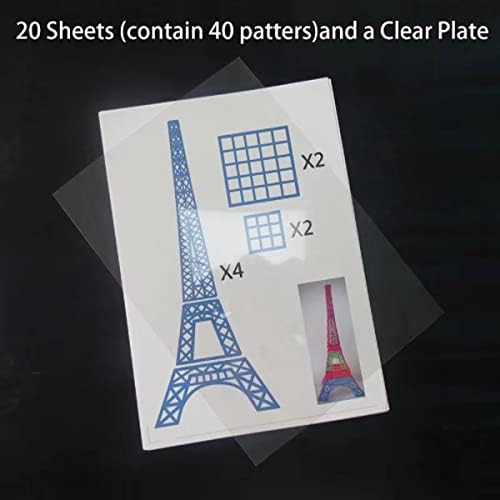 40 Patterns 3D Printer Drawing Molds Paper Stencils for 3D Printing Pen,Painting Graffiti Template Printing Paper for 3D Pen Kids DIY Gift,Animal Vehicle Sword, with a Transparent Board Plate - Image 2
