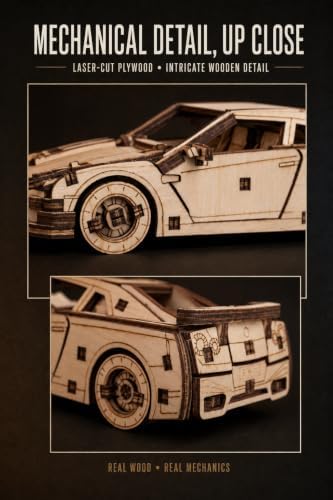 EWA Eco-Wood-Art Pocket Supercar 3D Wooden Puzzle, 89 Pieces, Ages 14+, 4.76 x 2.28 Inches, Wood Construction Model Kit - Image 7