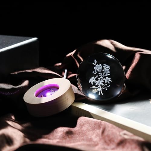 3D Lily Gifts for Women - Crystals Ball 60mm - I Love You Gifts - Figurine for Room, Birthday, Lovers, Girlfriend, Wife - Image 4