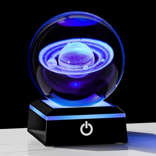 3d Saturn Crystal Ball Solar System Model Astronomy Science Planet Gifts by QianweiCrystal