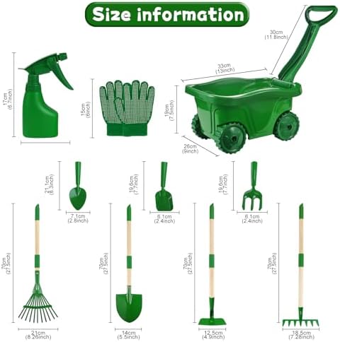 Duckura Kids Gardening Tools Set, Wheelbarrow Sets Outdoor Yard Toy Ages 3+ - Image 6