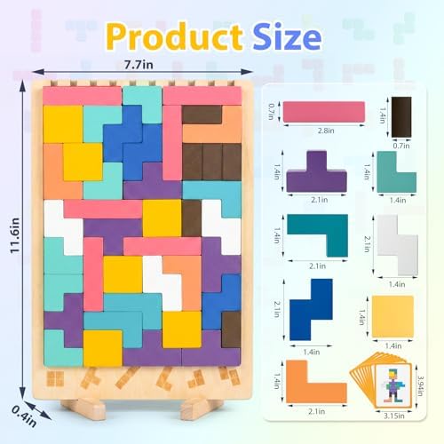 Wooden Montessori Brain Blocks, Quick-Reset Pattern Bag, Gift 3+ - Image 7