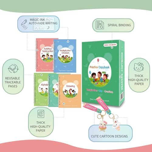 Magic Grooved Writing Practice for Kids Age 3-5 - Grooved Writing Books for Kids 3-5 - Reusable Handwriting Workbooks - Preschool Tracing Books, Disappearing Ink Pens & Grips - Great Gifts for Kids - Image 5