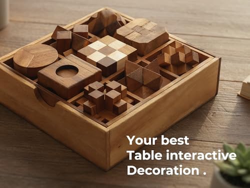BSIRI 9 in 1 Wooden Brain Teaser Puzzles for Adults Teens Box Set Wood Hard Level 10 Impossible Mind Wood Brain Teaser Games 3D Hand Puzzle Sets for Decoration and Mini Toys - Image 6