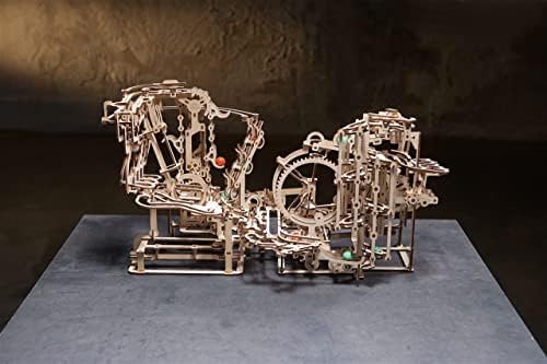 UGEARS 2 in 1 3D Puzzle Marble Run Chain Hoist Plus Stepped Lift - DIY Wooden Mechanical Kit for Adults and Kids by UGEARS-ModelingJoy