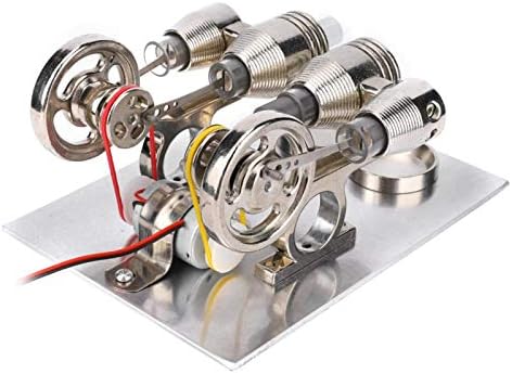 4 Cylinder Hot Air Stirling Engine Miniature Power Generator Colourful LED Flywheels Physics Lab Teaching Model by Pssopp