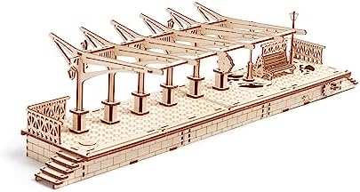 Railway Platform by Ugears: Self Propelled Modular Mechanical Model, 3D Wooden Puzzle for Self Assembly Without Glue, Brainteaser for Kids, Teens and Adults by UGEARS-ModelingJoy