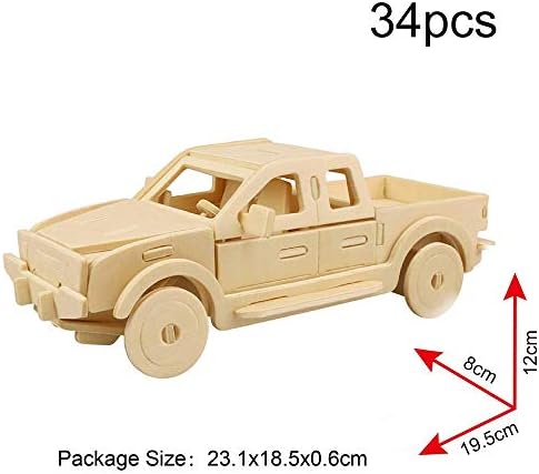 Georgie Porgy 2 Packs 3D Wooden Jigsaw Puzzle Set for Kids, Wooden Car Brain Teaser Puzzles Woodcraft Construction DIY Kits for Birthday STEM Gifts Educational Toys for Boys Girls (Car Pickup) - Image 4