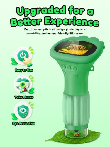 Acoath Microscope for Kids, 1000X Handheld Digital Miniscope with 2.0" Screen, Portable Pocket Microscope Education Toys Birthday Gifts for Age 3 4 5 6 7 8 9 10 Girls Boys-Green - Image 2