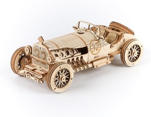 ROKR Model Car Kits Wooden 3D Puzzles Model Kits for Adults Educational Brain Teaser Assembly Model, Desk Decor/DIY Hobbies/Gifts (Grand Prix Car) by ROKR-InterestingSmartPuzzleToys