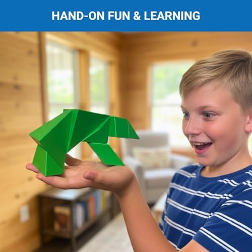 Pickagram Tangram 3D Magnetic Puzzle for Kids (8-12), Adults & Seniors | STEM Certified Fidget Puzzle - Magnetic Pattern Blocks for Cognitive Development, Creativity & Focus - Green - Image 4