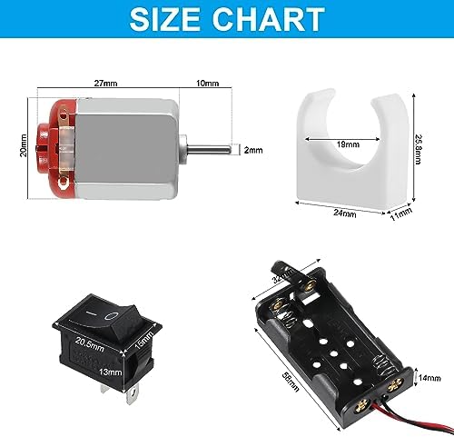 6 Sets DC Motors Kit Mini Electric Hobby Motor 3V -12V 25000RPM with Plastic Gears 2X AA Battery Holder Boat Rocker Switch Shaft Propeller for DIY Science Projects - Image 4