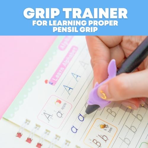 Children's Magic Copybooks - Reusable Grooved Writing Books for Kids - Handwriting Practice Workbooks, Calligraphy Learning Kit & Tracing Tools Set, 4 Books with Pen & Ink Refills (Ages 3-8) - Image 4
