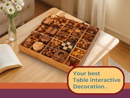 BSIRI 25 in 1 Wooden Brain Teaser Puzzles for Adults and Teens Interlocking 3D Mini Wood Mind Games Hand and Mind Puzzle Teasers Assembly & Disentanglement Set Toys Coffee Table Games Gift - Image 5