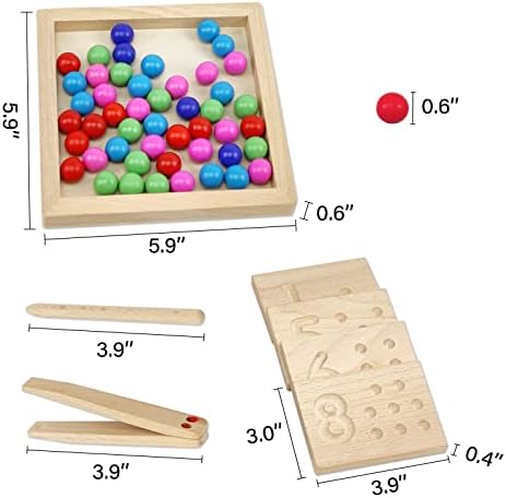 Wooden Number Tracing Board Set, Toddler Montessori Math Beads Counting Toy, Preschool Learning and Educational Math Game for Kids - Image 6