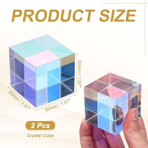 PATIKIL 2Pcs Cube Prism 50mm K9 Crystal Dispersion Prism AB Color - Image 2