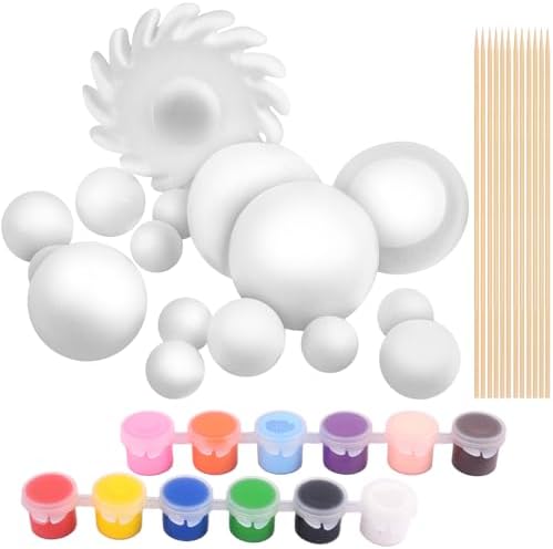 Solar System Model Foam Ball Kit, Planet Model Crafts Includes 14PCS Mixed-Sized Balls, 12 Color Pigments, 12PCS Long Sticks, 2PCS Painting Brushes for School Classroom DIY Projects, Science Projects by Unknown