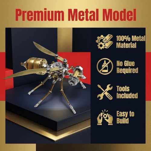 3D Metal Puzzle Steampunk Vespa Mechanical Model DIY Assembly for Adults 140+ PCS 2-3 Hours Build Desk Decor Christmas Birthday Gift for Men Father (Vespa) - Image 5