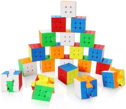 20 Pack 3x3 Speed Cube Set,3x3x3 Bulk Magic Cube Party Favors Stickerless Gifts for Kids Puzzle Game Toys by Unknown