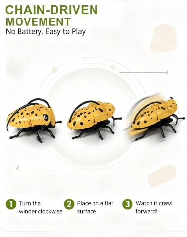 2-Pack Wind-Up Beetle Toy, Movable Head & Tail Bug(Bees+longhorn beetles) - Image 3