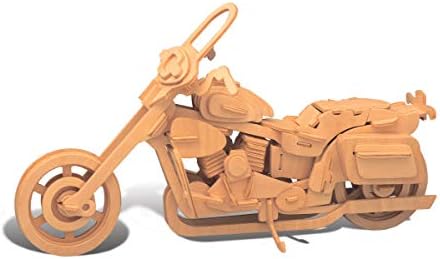 Puzzled 3D Puzzle Motorcycle Wood Craft Construction Model Kit, Fun & Educational DIY Wooden Toy Assemble Model Unfinished Crafting Hobby Puzzle to Build & Paint for Decoration 110 Pieces Pack by Puzzled