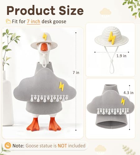 7 Inch Desk Goose Outfits, Mini Desktop Goose Clothes Accessories Set Soft Plush Weather Theme Costume for Magnetic Goose Statue Home Office Table Desk Decor - Image 3